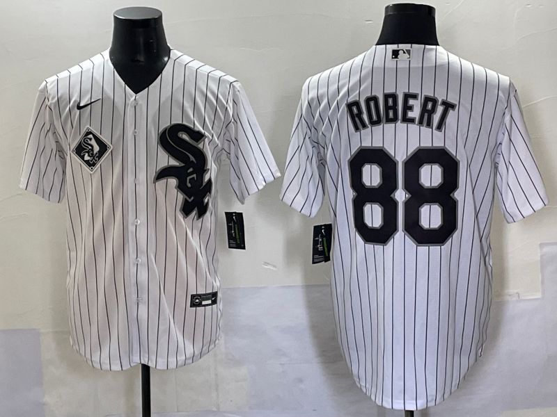 Men 2025 Chicago White Sox #88 Robert White Stripe Game Nike MLB Jersey style 7034->boston red sox->MLB Jersey